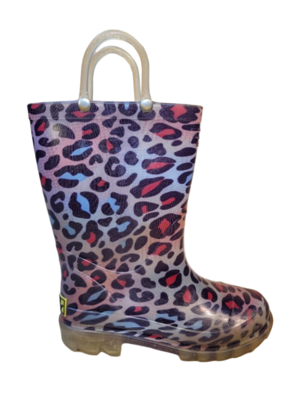 Western Chief Kids Splashed Leopard Print Rubber Rain Boots 11C